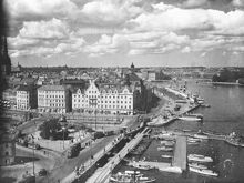 Utsikt från Katarinahissen mot norr. I förgrunden Slussen