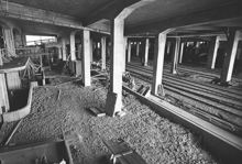 Utrymme med järnvägsspår under Slussens trafikmaskin