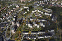 Flygfoto över Hässelby Strand från söder