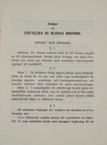De blindas bokfond - stadgar 1916
