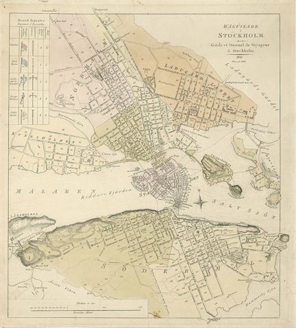 Karta "Vägvisare i Stockholm" från 1819-1828