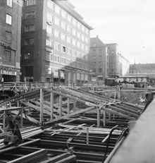 Tunnelbanebygget på Sveavägen vid Kungsgatan