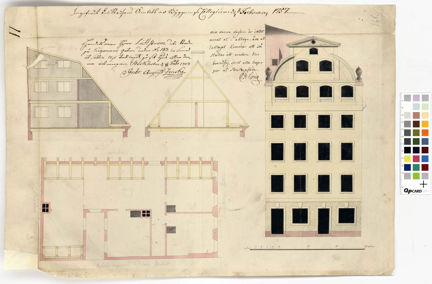 Handmålad ritning i rött och svart