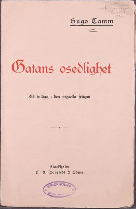 Tryckt skrift om prostitution och sedlighet av politikern Hugo Tamm 1907