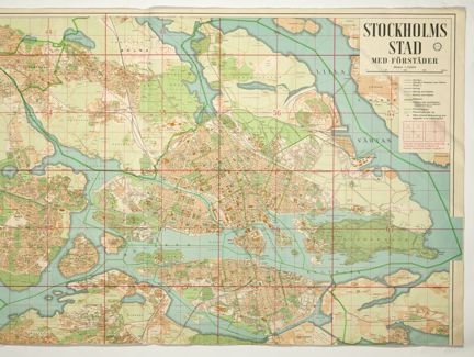 Kartutsnitt, tryckt karta i färg