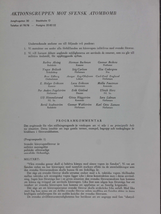 Aktionsgruppen mot svensk atombombs program, 1958. 