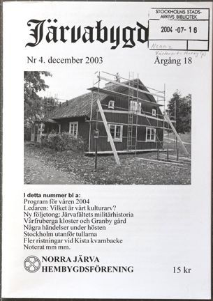 Tryckt tidskrift från Norra Järva hembygdsförening