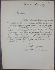 Socialdemokraten Axel Danielsson bjuder in meningsmotståndaren Anton Nyström till sitt tal - brev 1887