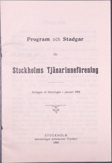 Program och stadgar för Stockholms Tjänarinneförening