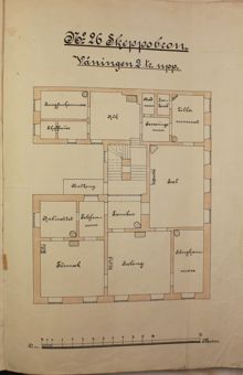 Inbrott på Skeppsbron – ritning över lägenheten 1895