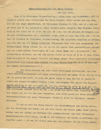De dövas kvinnoförening i Stockholm – minnesord till föreningens grundare Maria Forsell 1946