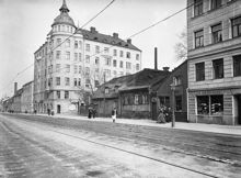 Folkungagatan österut. Folkungagatan 32, 34 och 36. Nuv. Folkungagatan 116-122