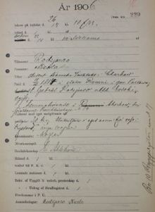 Nicola Rodsjanco, politisk flykting från Charkow, passerar Stockholm 1906 - polishandling från utlänningsexpeditionen