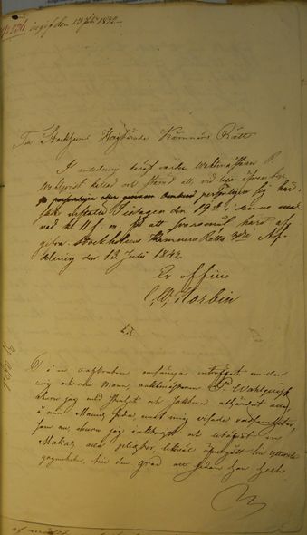 Fru Wahlqvist söker skilsmässa efter "grym behandling" - skilsmässomål 1842