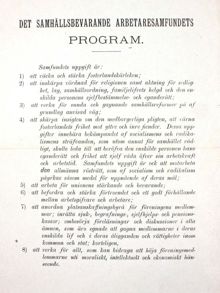 Det samhällsbevarande arbetaresamfundet - Program 1896