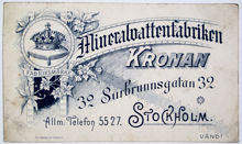 Reklamtryck. Mineralvattenfabriken Kronan