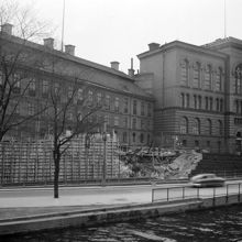 Nya järnvägslinjens framdragning över Riddarholmen