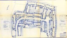 Hyresradhus i Bagarmossen – planteringsritning från 1955