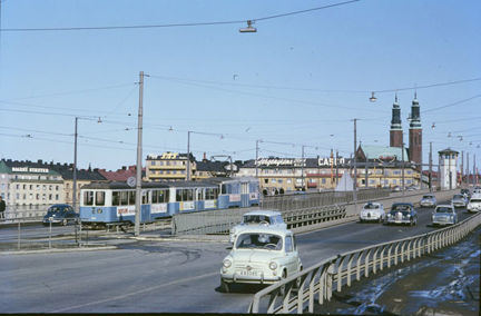 Liljeholmsbron, spårvagnståg på linje 17 1962