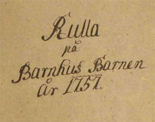 1757 års rulla över barnen vid Stora Barnhuset (senare Allmänna Barnhuset)