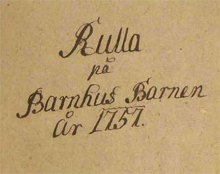 Rubrik i Allmänna barnhusets rulla.