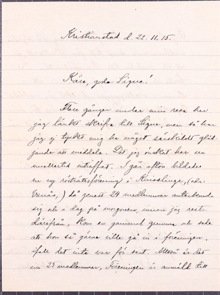Resetalare Emma Aulin rapporterar till Signe Bergman från sin rösträttsresa 1915