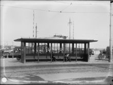 Slussen, lilla kiosken, hållplats för spårvagn