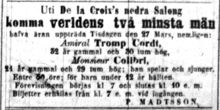 Uti De la Croixs nedra Salong komma verldens två minsta män hafva äran uppträda. Annons i Aftonbladet 26 mars 1866.