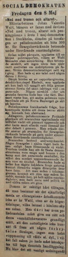 Ned med tronen och altaret - pressklipp 1908