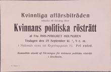 Kvinnliga affärsbiträden bjuds in till rösträttsmöte