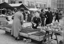 Torghandel med försäljning av lingon på Kornhamnstorg