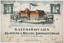 Reklamtryck. Saltsjöqvarn. Holmberg & Möllers Qvarnaktiebolag
