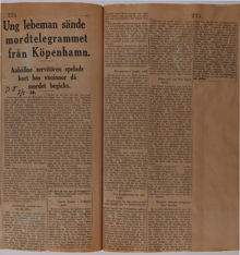 Ung lebeman sände mordtelegrammet från Köpenhamn. Anhållne servitören spelade kort hos väninnor då mordet begicks. 