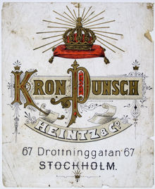 Etikett. Kron Punsch. Heintz & Co