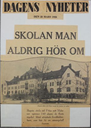 Tidningsreportage i DN om Slagsta skolhem 1926