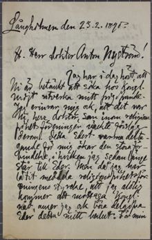 Religionsbrottslingen Viktor Lennstrand vill inte söka nåd hos Kungliga Majestät - brev till Dr Nyström 1890