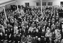 Sergelgatan 6, Betlehemskyrkan. Sista gudstjänsten 11 oktober 1953 innan rivningen samma år