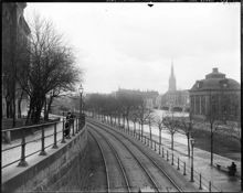 Utsikt norrut från Riddarholmsbron.  I bakgrunden Vasabron