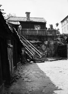 Gårdssidan vid Maria Högbergsgata 57, kv. Bergsgruvan Större 7. Ungefär vid nuvarande Högbergsgatan 89, kv. Postbonden