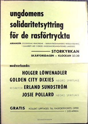 Affisch med inbjudan till konsert mot rasism