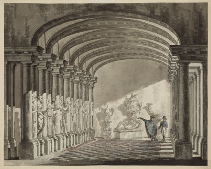 Gustav III:s antiksamling på Slottet med Endymion i fonden