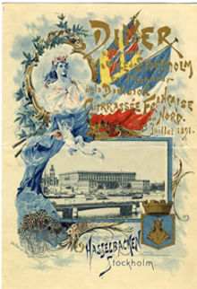 [Stockholms stad bjuder franska krigsflottan på galamiddag på Grand] Diner offert par la ville de Stockholm en l'honneur de la division cuirrassée francaise du nord le 13 juillet 1891