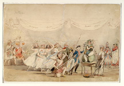 Kostymbal med män och kvinnor i mytologiska gestalter