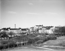 Vy från Västerbron mot centralfängelset på Långholmen