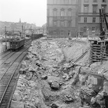 Nya järnvägslinjens framdragning över Riddarholmen