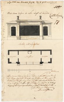 Ritning till drivhus och orangeri på Södermalm 1776