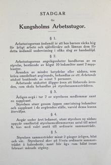 Stadgar för Kungsholms arbetsstuga - en föregångare till fritis