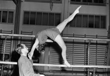 Lidingövägen 1. Kurs för tävlingsgymnaster på Gymnastiska Centralinstitutet, GCI