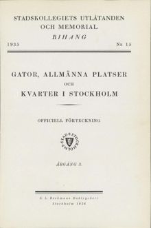 "Gator, allmänna platser och kvarter i Stockholm" 1935, årgång 3