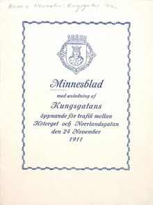 Minnesblad med anledning af Kungsgatans öppnande 1911